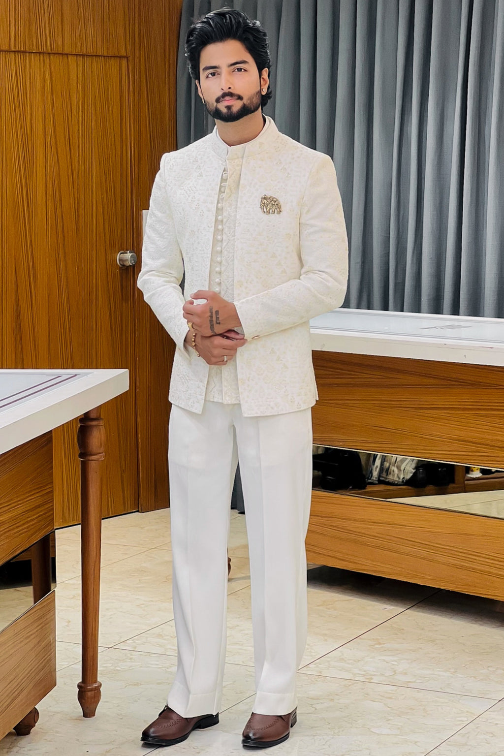 Ivory Signature Three Piece Jodhpuri Suit