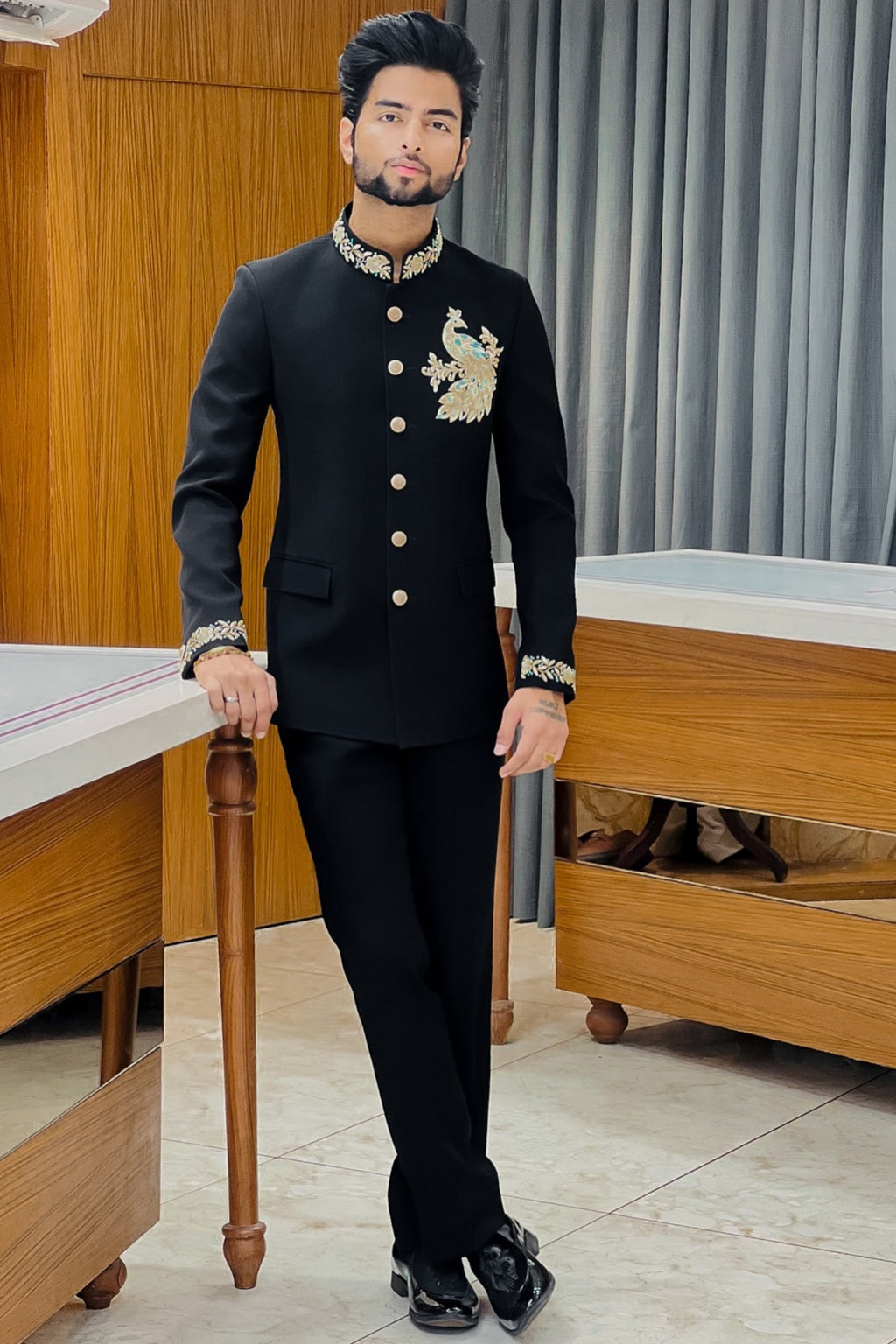 The Golden Peacock Handcrafted Black Jodhpuri