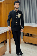 The Golden Peacock Handcrafted Black Jodhpuri