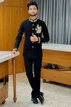 The Golden Peacock Handcrafted Black Jodhpuri