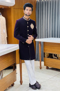 The Royal Dulha Dulhan Motif Handwork Indowestern Set