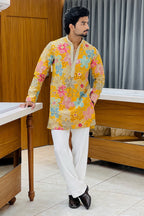 Yellow Floral Bloom Sequin Kurta Pajama