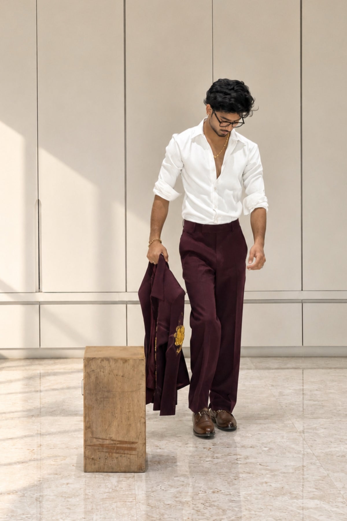 Deep Burgundy Bomber Jacket with Handcrafted Ghungroo Work