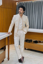Ivory Antique Gold Katdana Open Jodhpuri Set