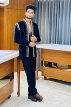 The Elegant Velvet Handcrafted Three Piece Jodhpuri