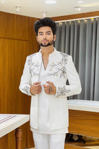 The Elegant White Handcrafted Three Piece Jodhpuri