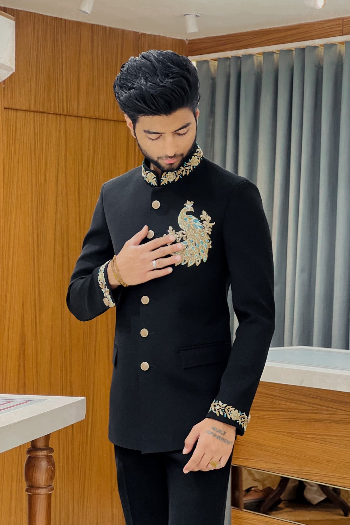 The Golden Peacock Handcrafted Black Jodhpuri