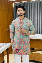 Green Floral Bloom Sequin Kurta Pajama
