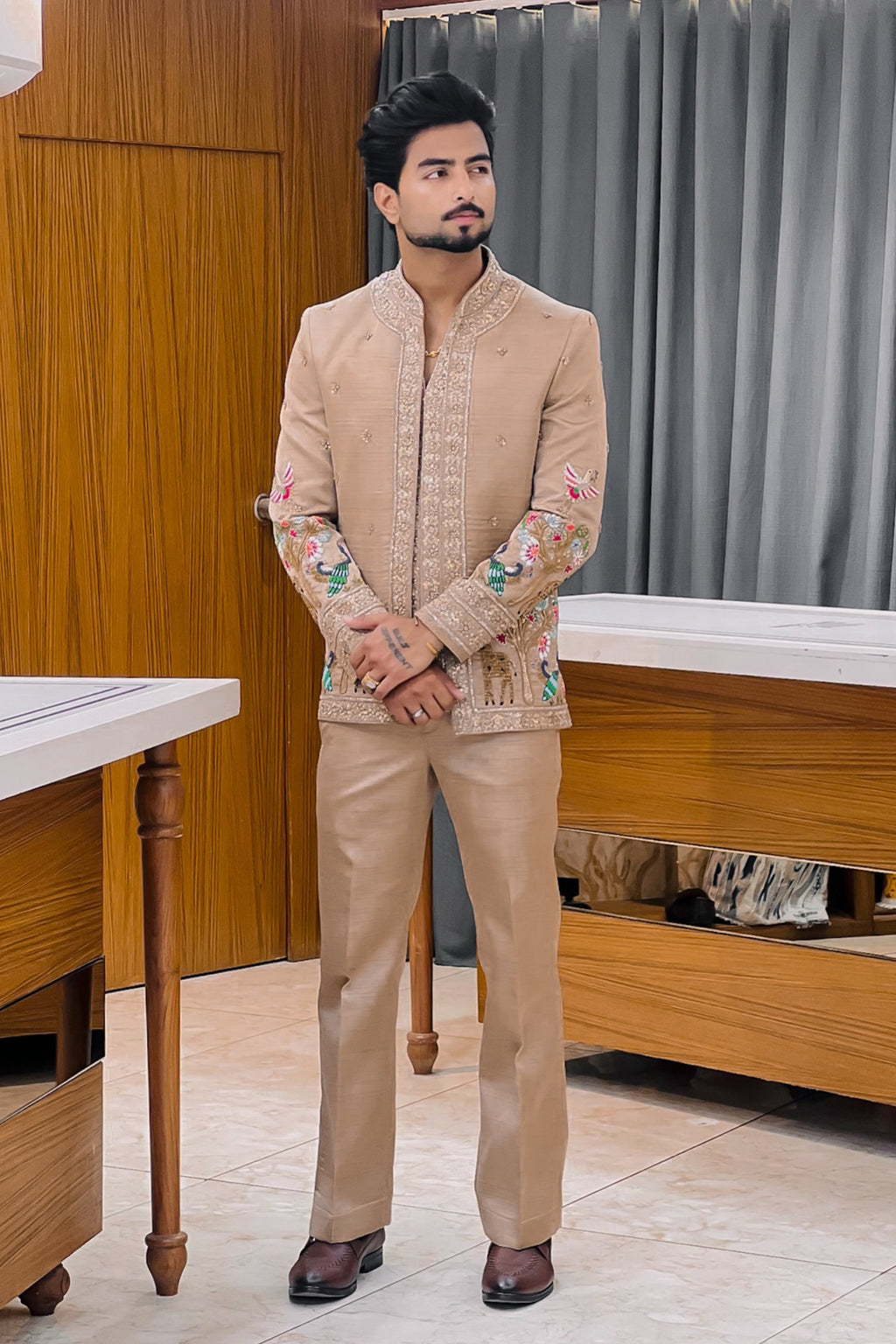 Royal Menagerie Handwork Three Piece Jodhpuri