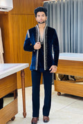 The Elegant Velvet Handcrafted Three Piece Jodhpuri