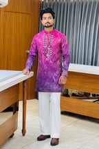 Purple Tropical Tales Mirror Work Kurta Pajama
