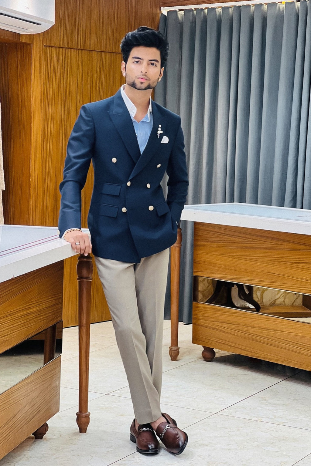 The Elite Blue Double Breasted Suit