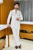 The Elegant White Handcrafted Three Piece Jodhpuri