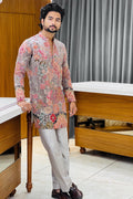 Grey Floral Bloom Sequin Kurta Pajama