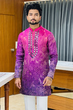 Purple Tropical Tales Mirror Work Kurta Pajama