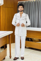The Elegant White Handcrafted Three Piece Jodhpuri