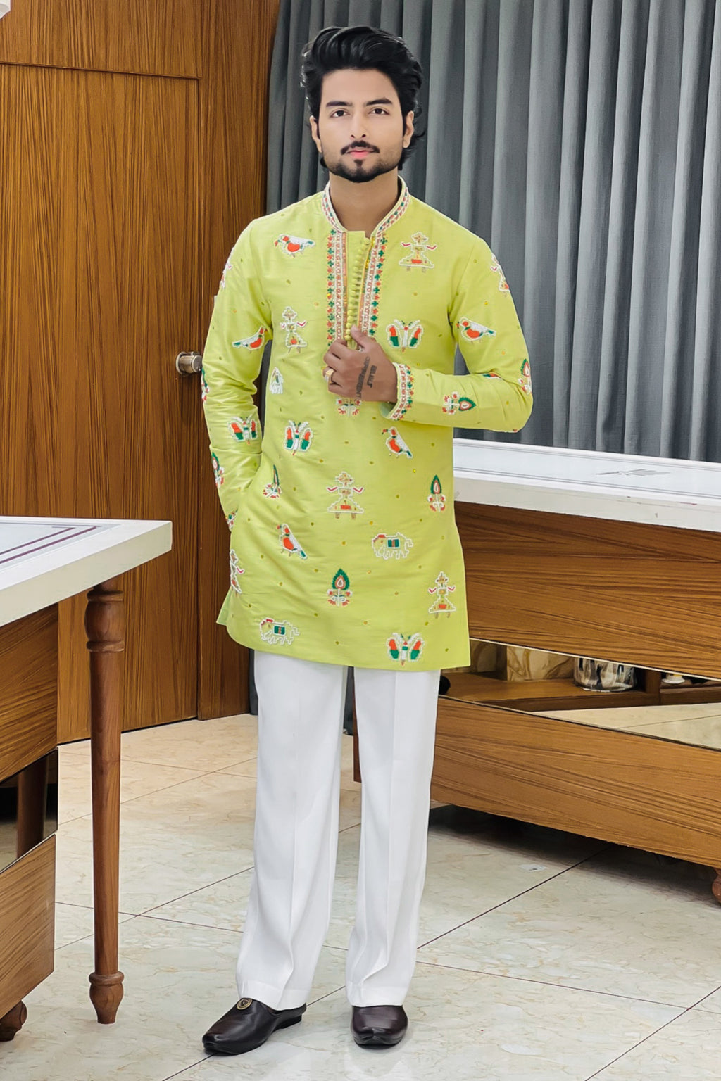 Pistachio Green Handwork Kurta Set