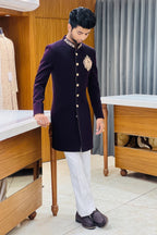 The Royal Dulha Dulhan Motif Handwork Indowestern Set