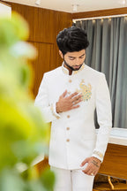 The Golden Peacock Handcrafted White Jodhpuri