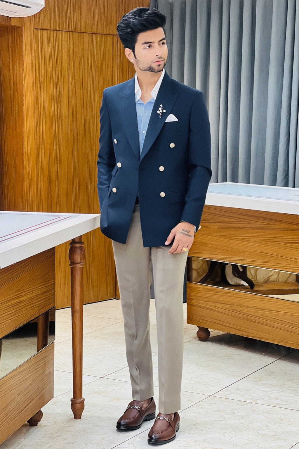 The Elite Blue Double Breasted Suit