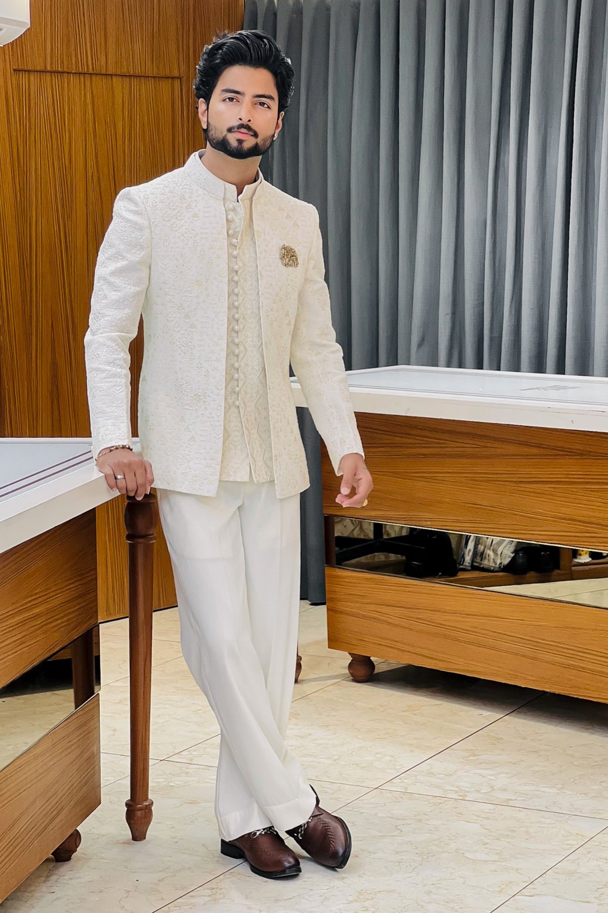 Ivory Signature Three Piece Jodhpuri Suit
