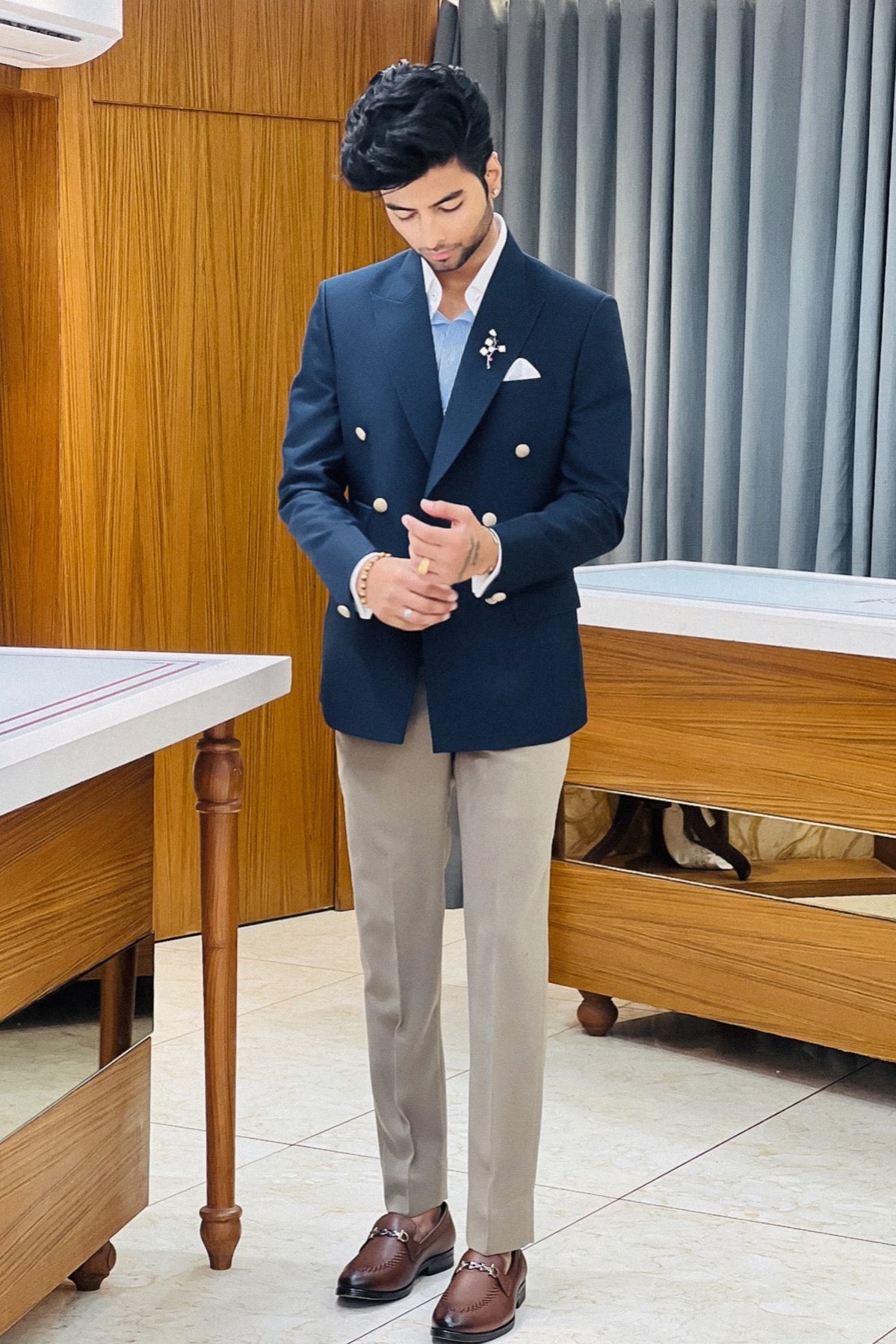 The Elite Blue Double Breasted Suit