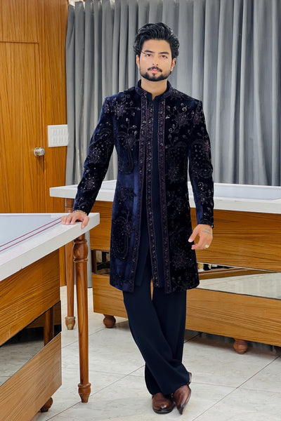 Midnight Nevy Kanchdana Three Piece  Indowestern
